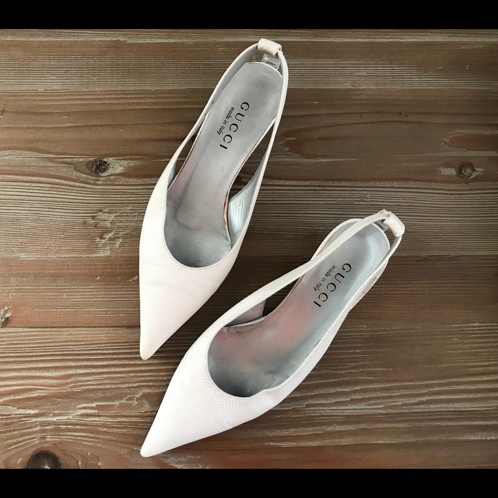 SOLD GUCCI pointed toe white slingback size 6B